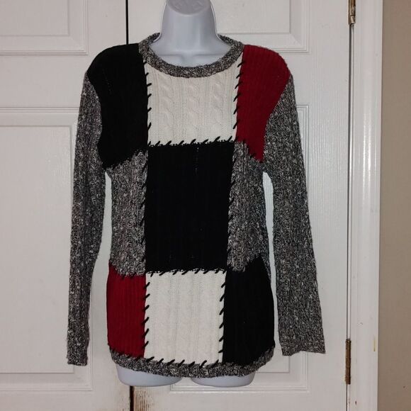 Company Collection red black white block sweater  Sz S - Picture 1 of 4